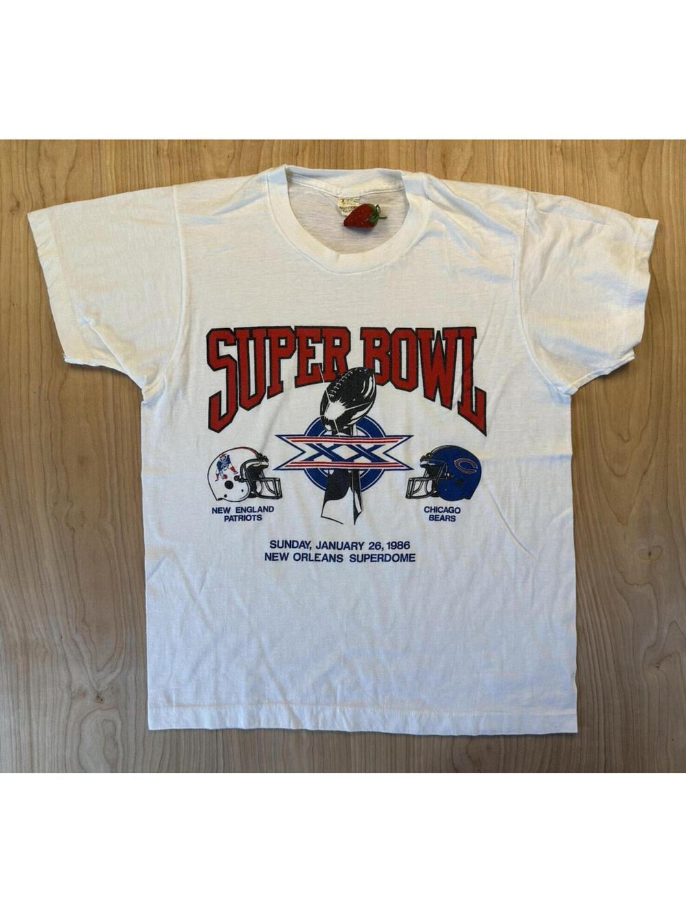 vintage 1986 SUPER BOWL t shirt PATRIOTS football BEARS screen stars MADE IN USA
